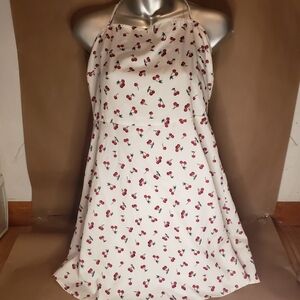 SHEIN White Halter Cherry Styl Dress Size M